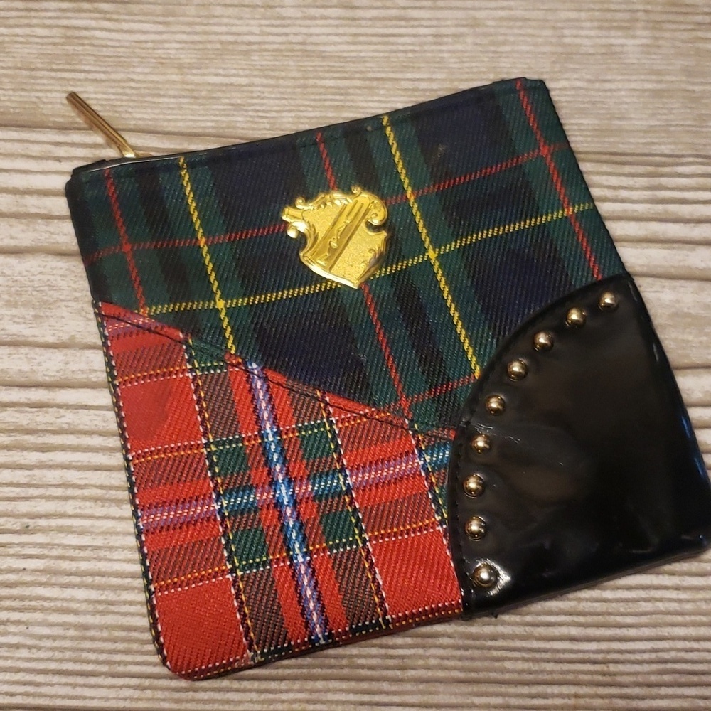 MAC tartan print and black small cosmetic bag